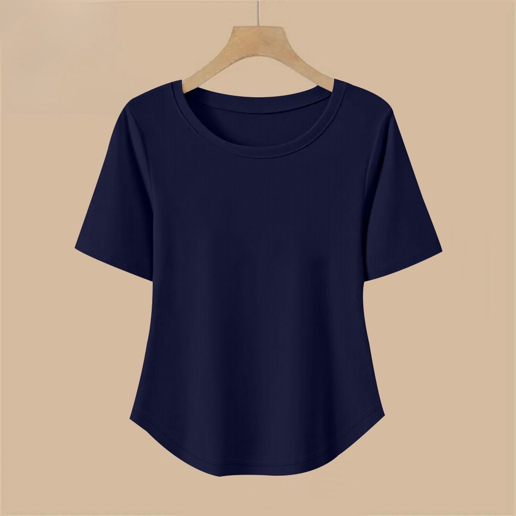 6色休閒正肩顯瘦百搭經典圓領短袖-Cicimode