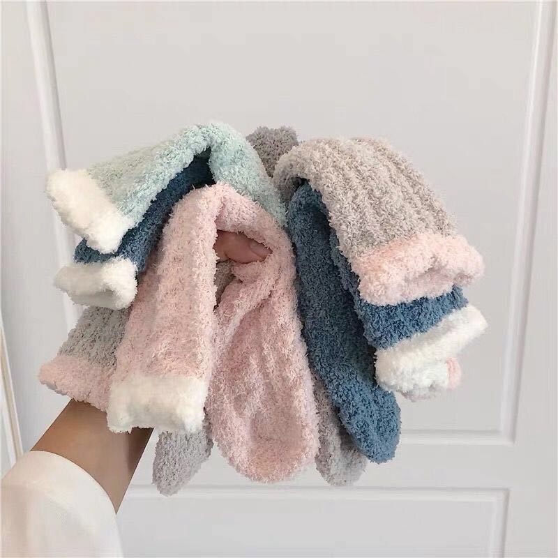 日系可愛加絨保暖睡眠襪地板襪珊瑚絨襪子