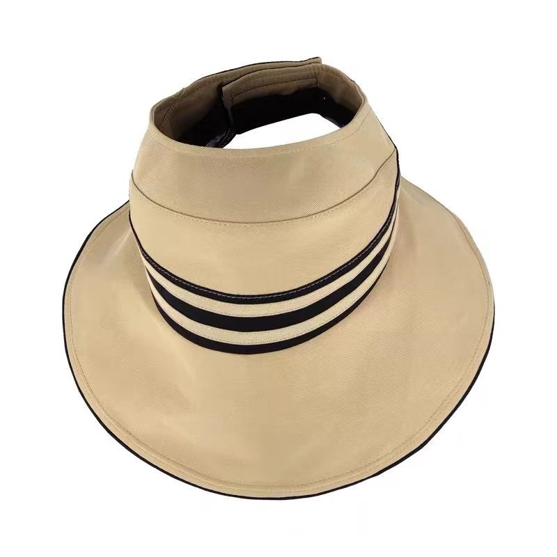 日系黑膠防紫外線大檐百搭遮臉漁夫空頂帽子-Cicimode