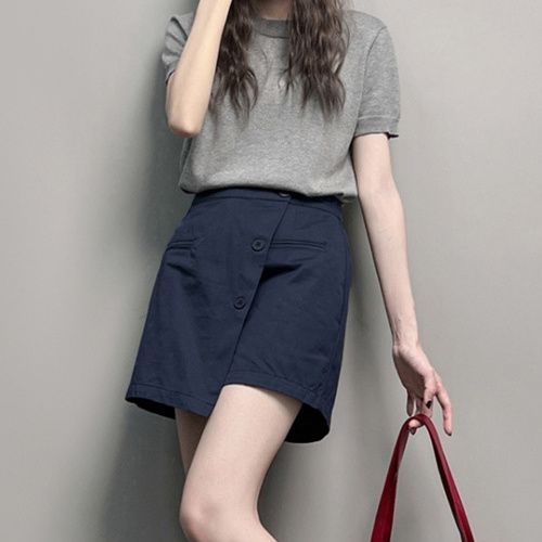 設計感小眾不規則寬鬆闊腿高腰裙褲