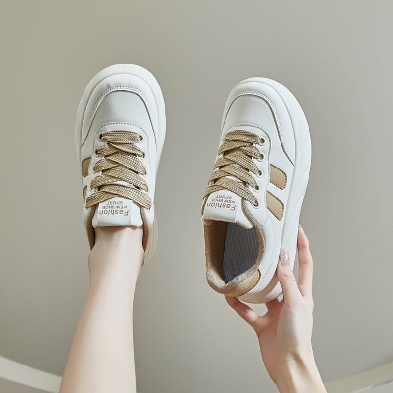 百搭休閒鬆糕厚底麵包小白鞋靴