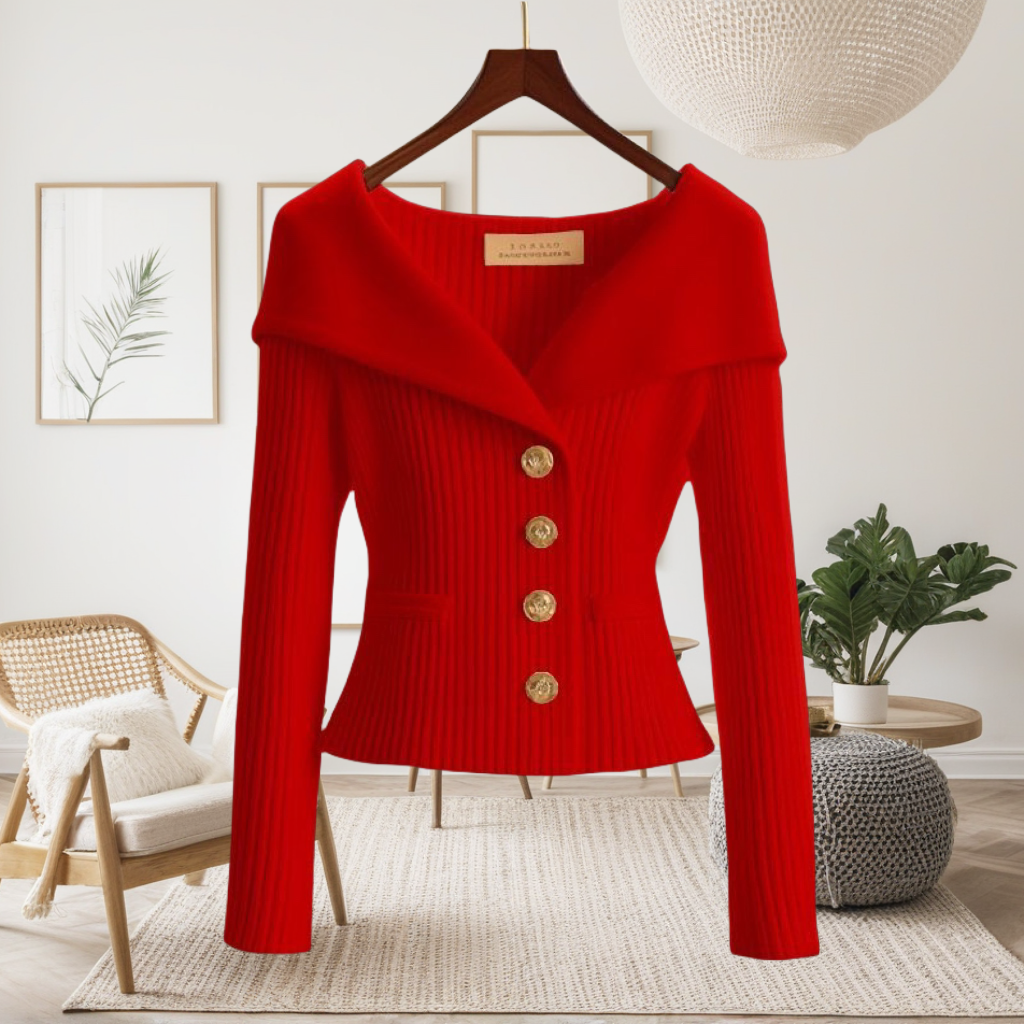 氣質優雅微喇高級感收腰顯瘦小香風針織毛衣-Cicimode