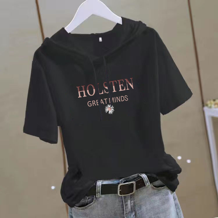 【多款印花可選】休閒顯瘦減齡時尚寬鬆連帽短袖T恤