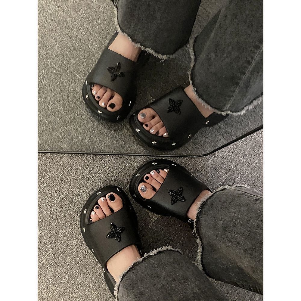 十字花厚底增高舒適防滑防臭足弓底涼拖