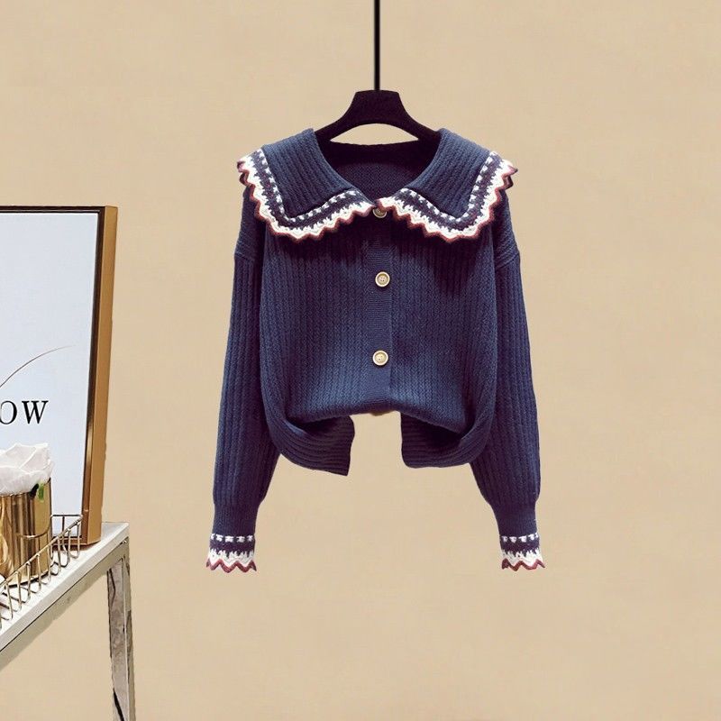 【單件/套裝】慵懶風設計感針織開衫+顯瘦半身裙兩件套-Cicimode