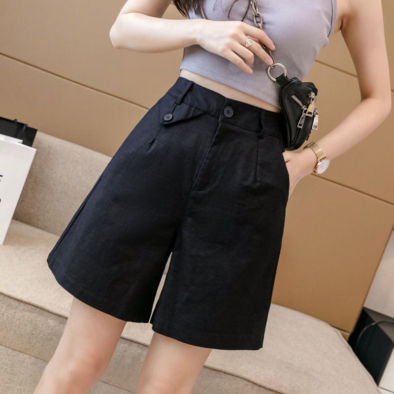 4色韓版時髦率性簡約高腰素面短褲-Cicimode