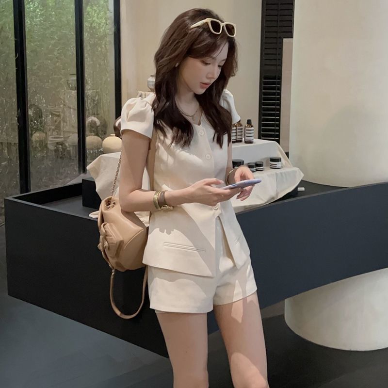 【單件/套裝】時尚優雅氣質小香馬甲外套+休閑百搭短褲兩件套裝