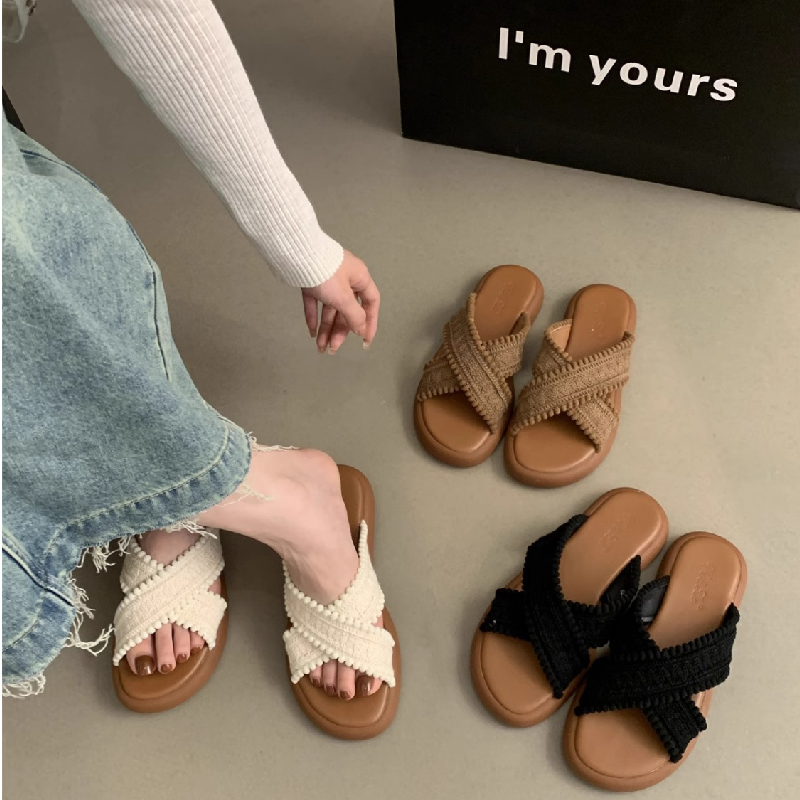 波西米亞風甜美氣質度假風厚底沙灘鞋拖鞋-Cicimode