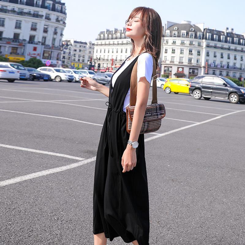 【單件/套裝】百搭T恤+韓版顯瘦時尚背帶褲兩件套裝