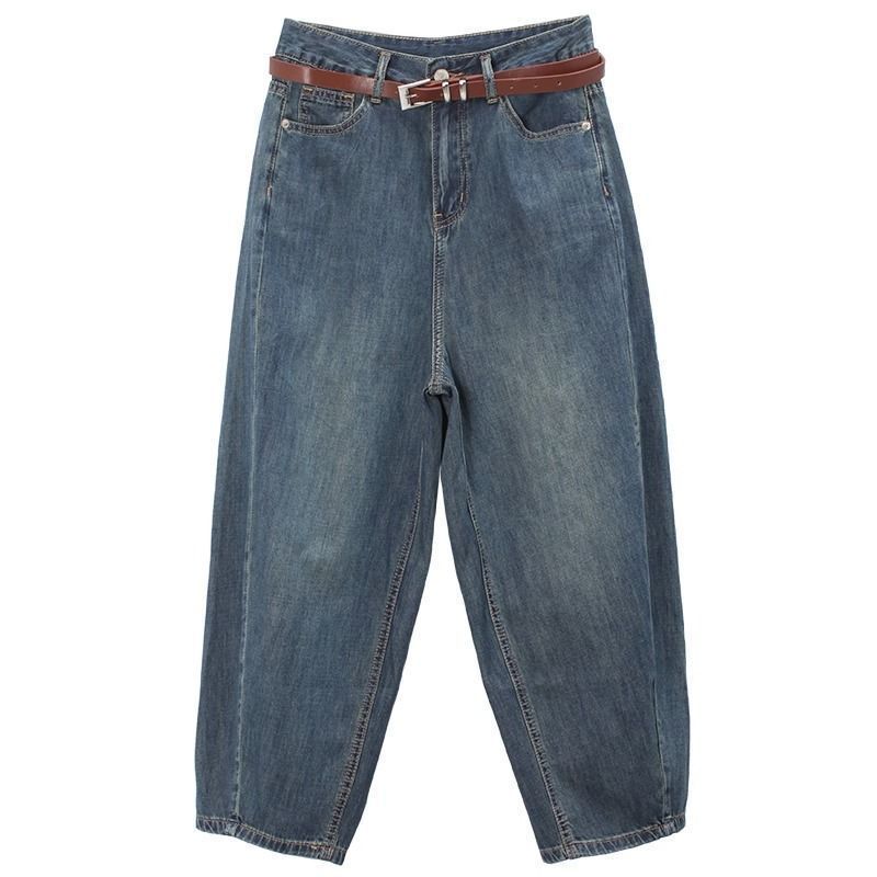 超薄顯瘦~ 香蕉褲哈倫褲高腰顯瘦百搭牛仔褲女深藍夏季小個子