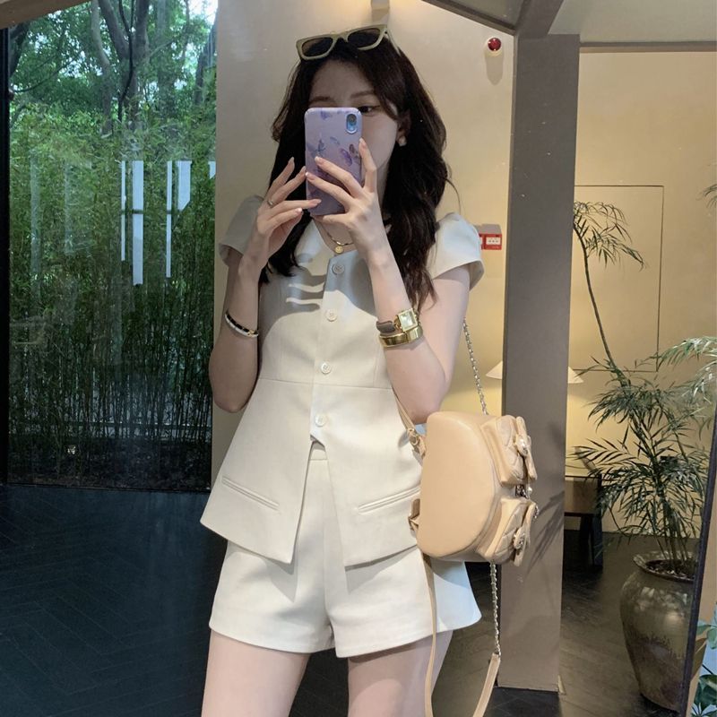 【單件/套裝】時尚優雅氣質小香馬甲外套+休閑百搭短褲兩件套裝