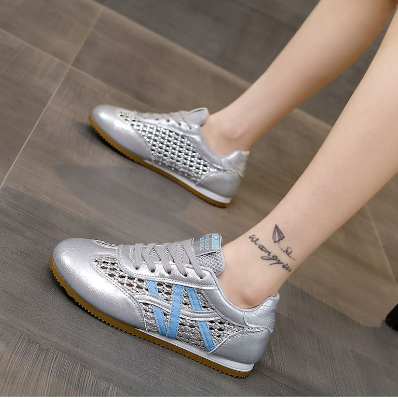 透氣網面阿甘鞋鏤空編織運動休閒小白鞋-Cicimode