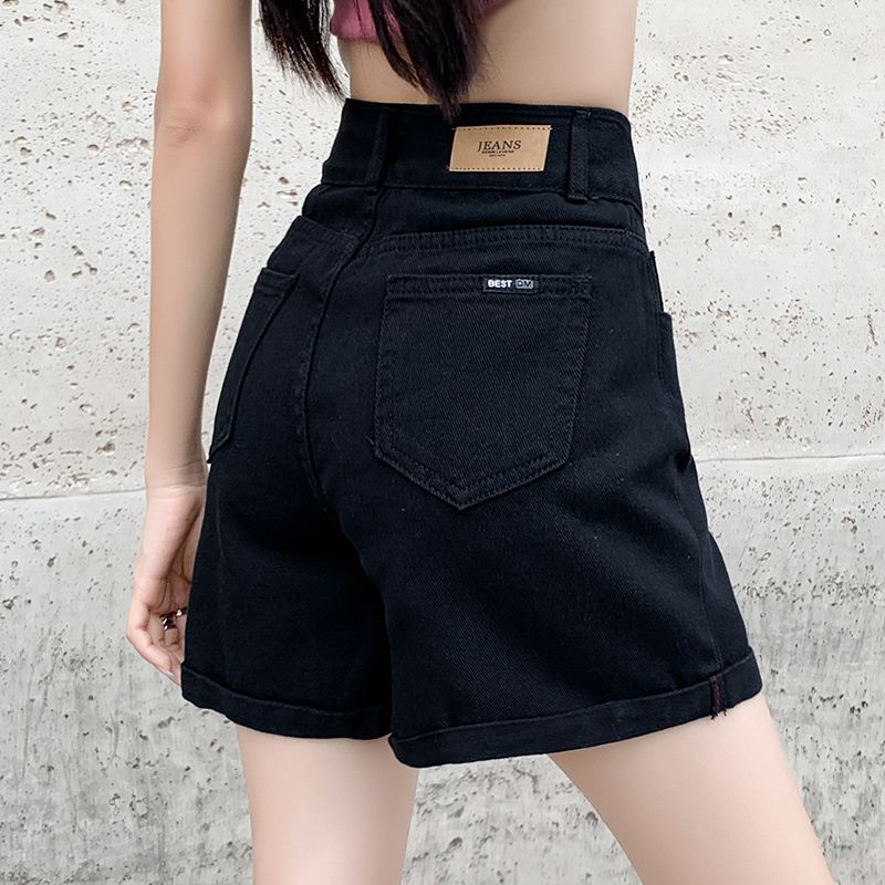 時尚寬鬆顯瘦a字超高腰外穿熱褲牛仔短褲
