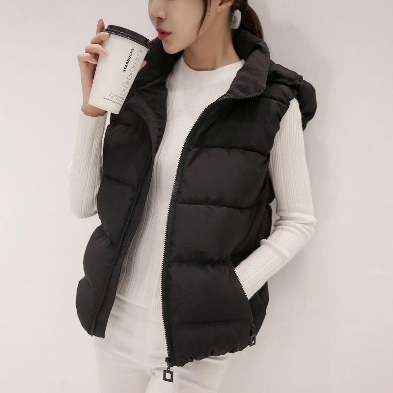 可拆卸帽子羽絨棉韓版顯瘦馬甲