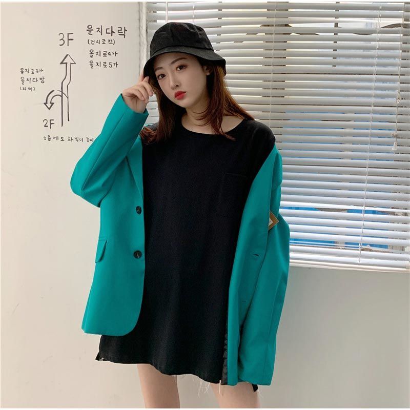 港風純棉寬鬆圓領開叉遮臀中長版短袖T恤