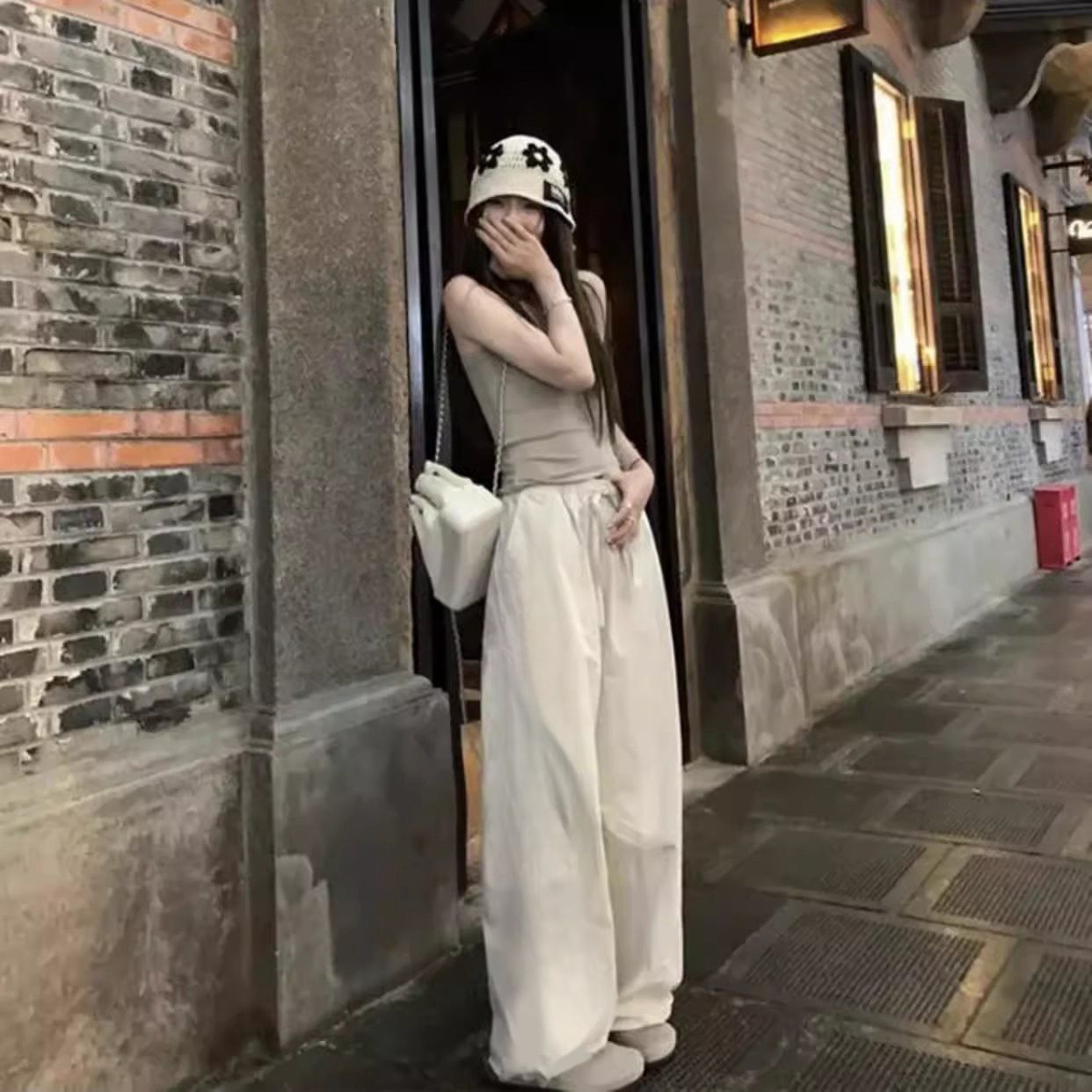 【單件/套裝】美式復古流行時尚背心+工裝休閑褲兩件套