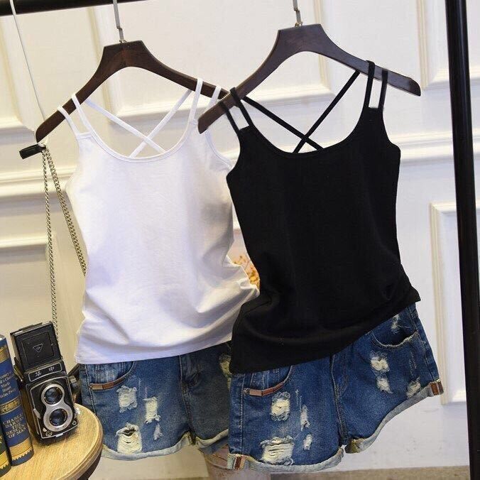 經典必備！純色防走光打底修身內搭外穿吊帶背心-Cicimode