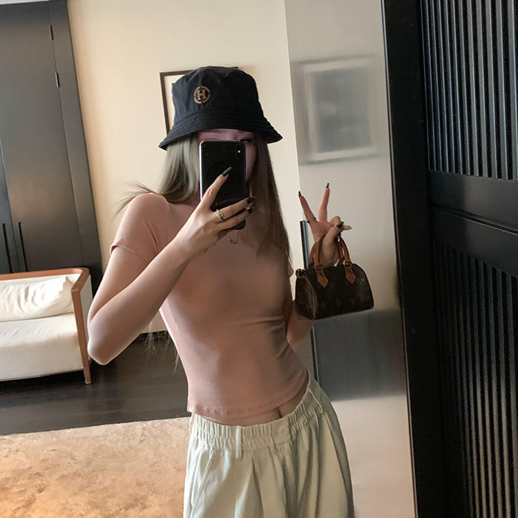 修身顯瘦圓領正肩百搭簡約短袖T恤