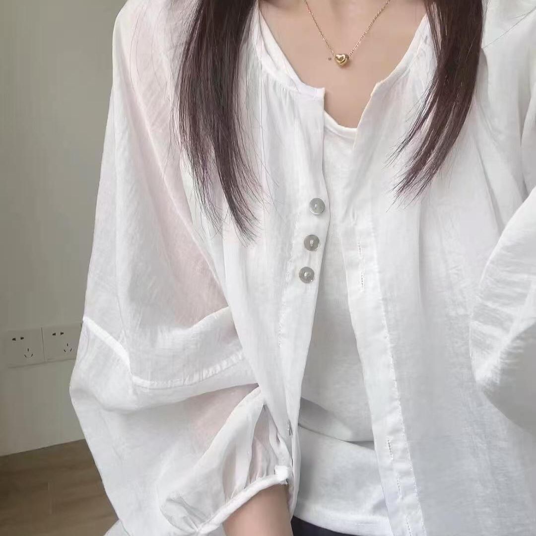 輕薄涼感透氣清新寬鬆休閒防曬空調房開衫-Cicimode