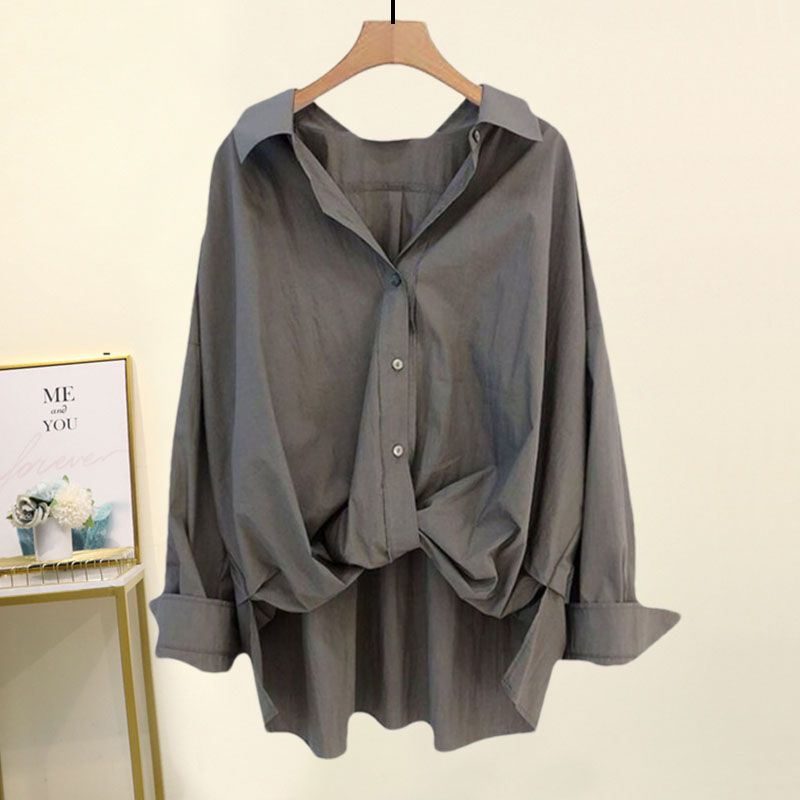 【單件/整套】寬鬆遮肉顯瘦襯衫+開叉牛仔裙兩件套裝