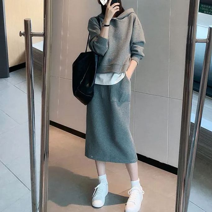 高級感輕熟風港味休閒運動服衛衣裙裝兩件套裝