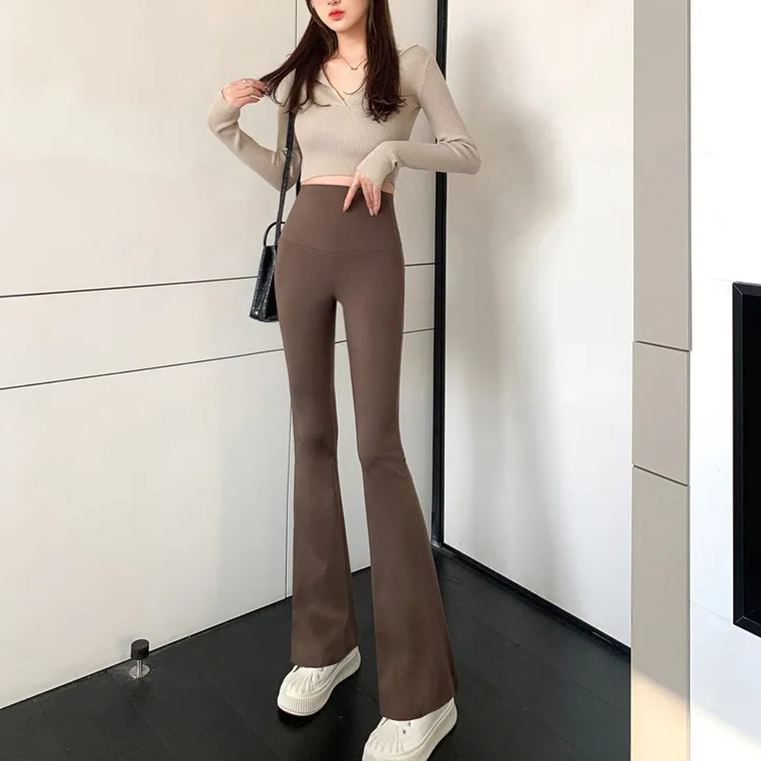 微喇鯊魚褲馬蹄褲緊身高腰收腹提臀外穿薄款打底褲裝