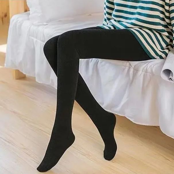 加絨加厚打底褲高腰外穿豎條螺紋顯瘦韓版保暖一體褲裝