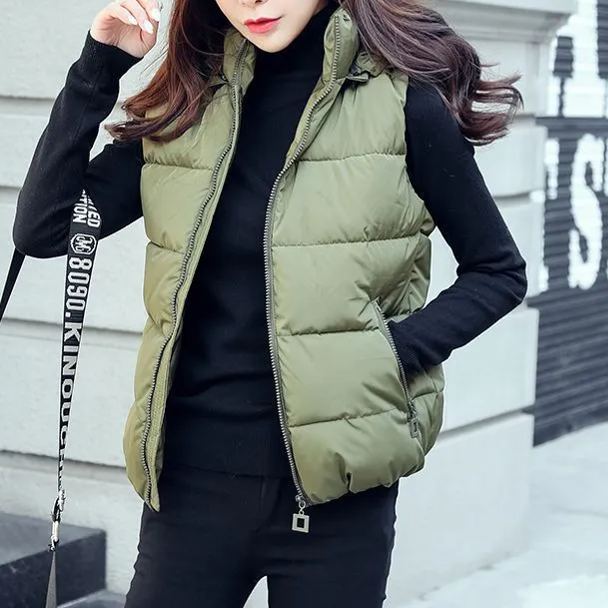 可拆卸帽子羽絨棉韓版顯瘦馬甲