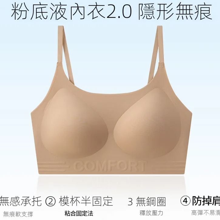 粉底液隱形內衣白T不透薄款聚攏無鋼圈美背無痕內衣-Cicimode