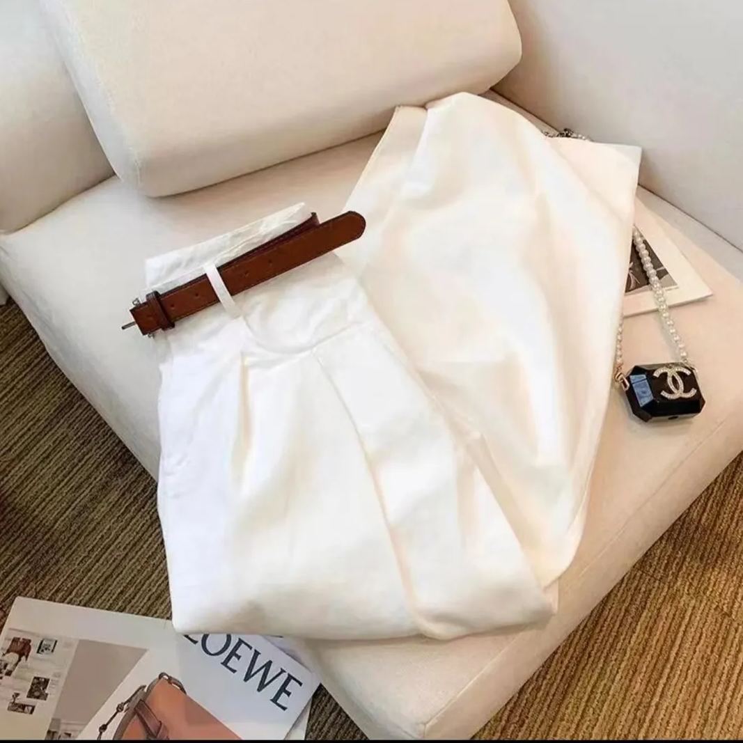 時尚休閒褶皺寬鬆顯瘦垂感拖地褲裝-Cicimode