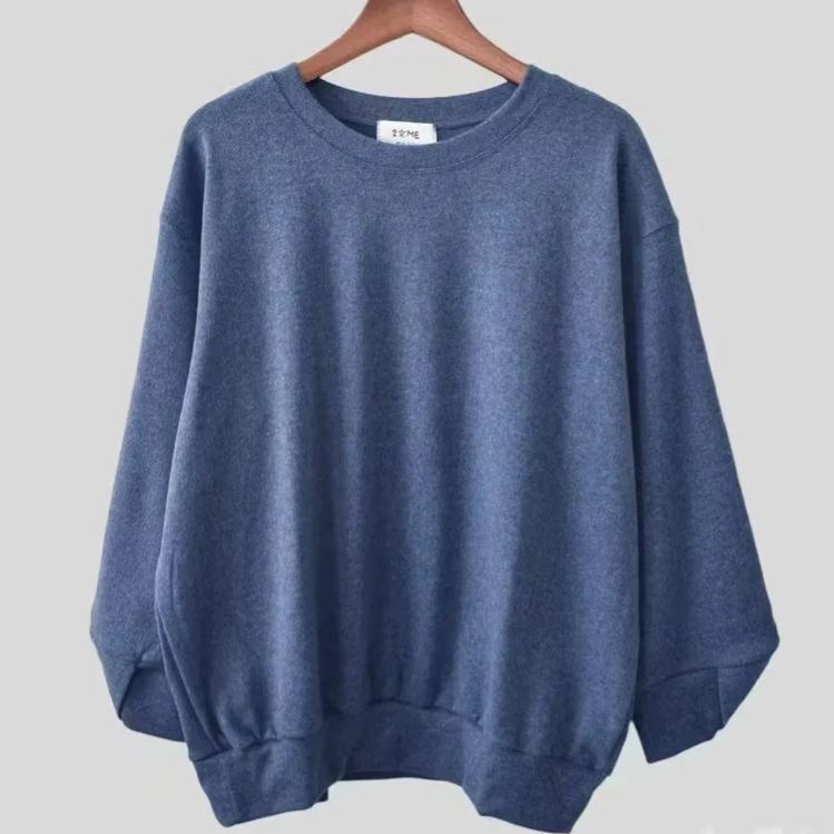 交叉V袖口寬鬆休閒顯瘦磨毛保暖衛衣-Cicimode