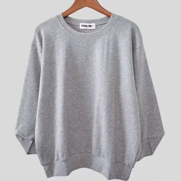 交叉V袖口寬鬆休閒顯瘦磨毛保暖衛衣-Cicimode