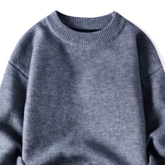 圓領潮流純色長袖打底衫加絨針織衫-Cicimode