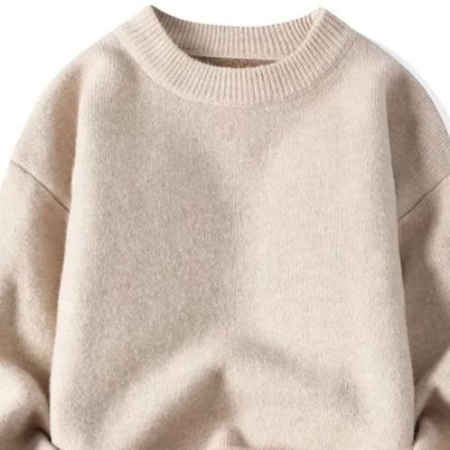 圓領潮流純色長袖打底衫加絨針織衫-Cicimode