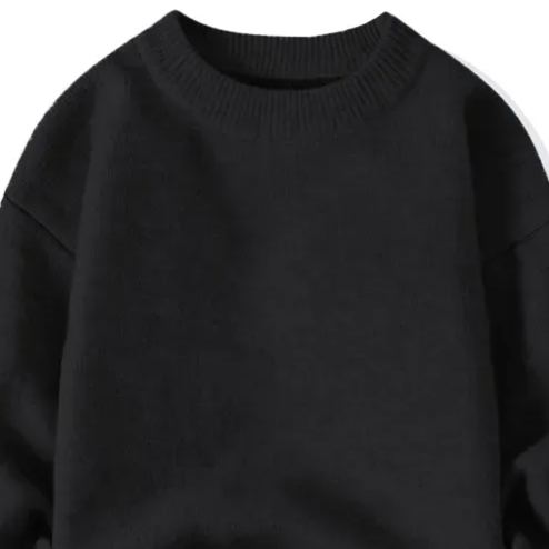 圓領潮流純色長袖打底衫加絨針織衫-Cicimode