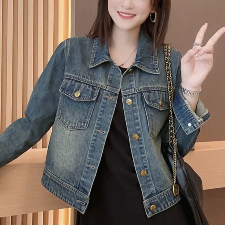 時尚休閒牛仔外套寬鬆短版夾克-Cicimode