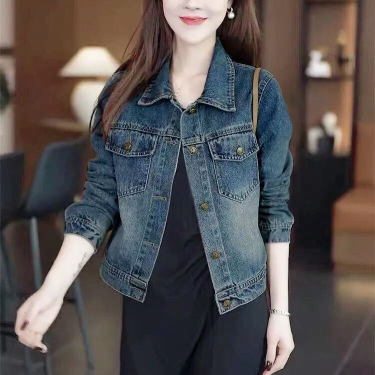 時尚休閒牛仔外套寬鬆短版夾克-Cicimode