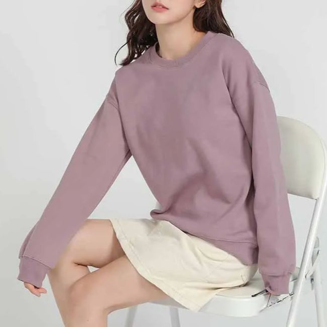 5色圓領純色ins休閒長袖衛衣-Cicimode