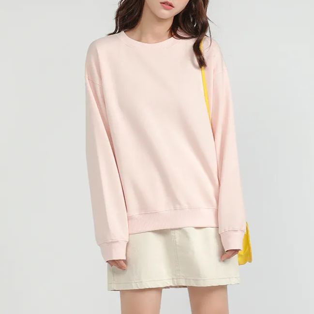 5色圓領純色ins休閒長袖衛衣-Cicimode