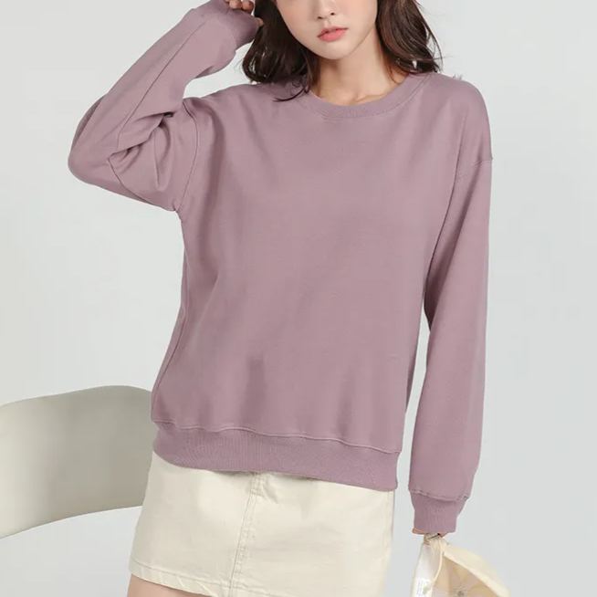 5色圓領純色ins休閒長袖衛衣-Cicimode