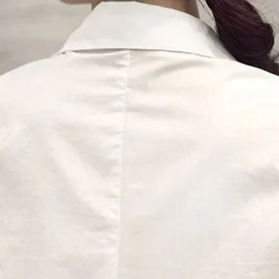 簡約百搭寬鬆顯瘦淑女風純色中長款襯衫-Cicimode