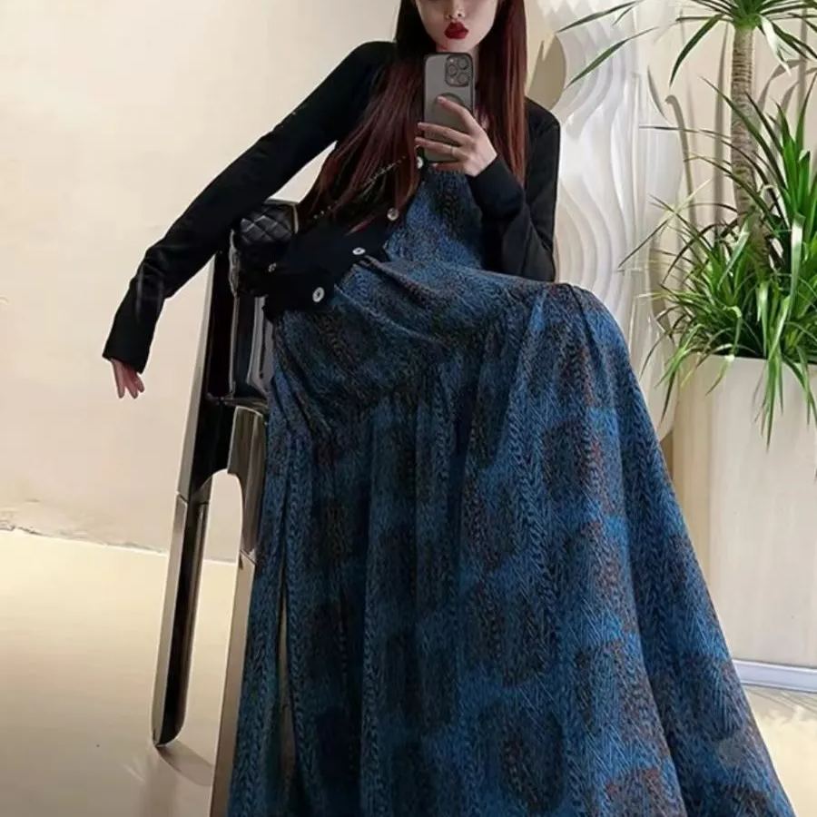 波西米亞雪紡無袖吊帶沙灘v領長洋裝-Cicimode