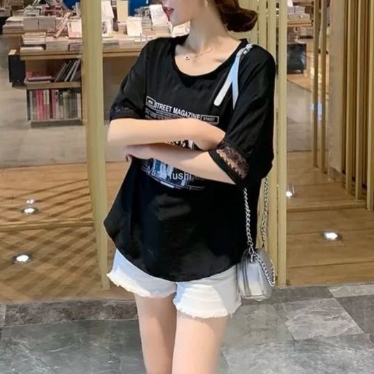 氣質設計感甜美蕾絲拼接網紗露背短袖-Cicimode