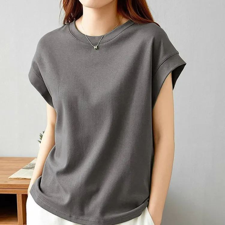 洋氣百搭遮肉設計感側邊防走光T恤-Cicimode