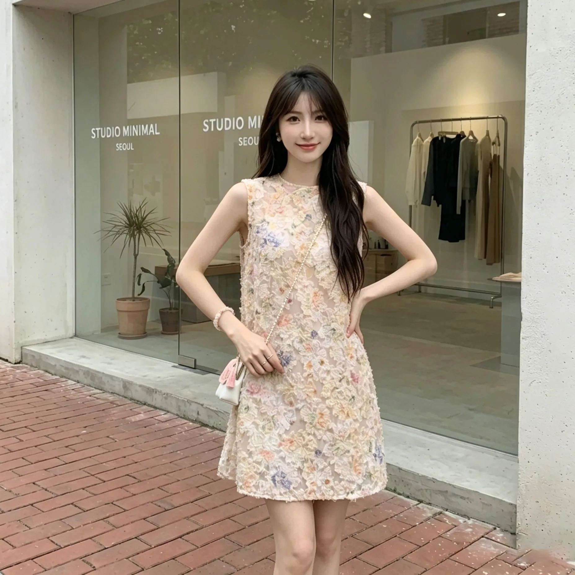 彩染新中式國風顯瘦減齡無袖背心洋裝