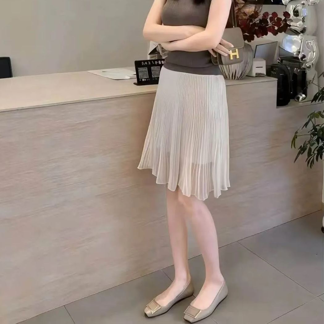 清透感百褶氣質溫柔顯瘦修身半身裙
