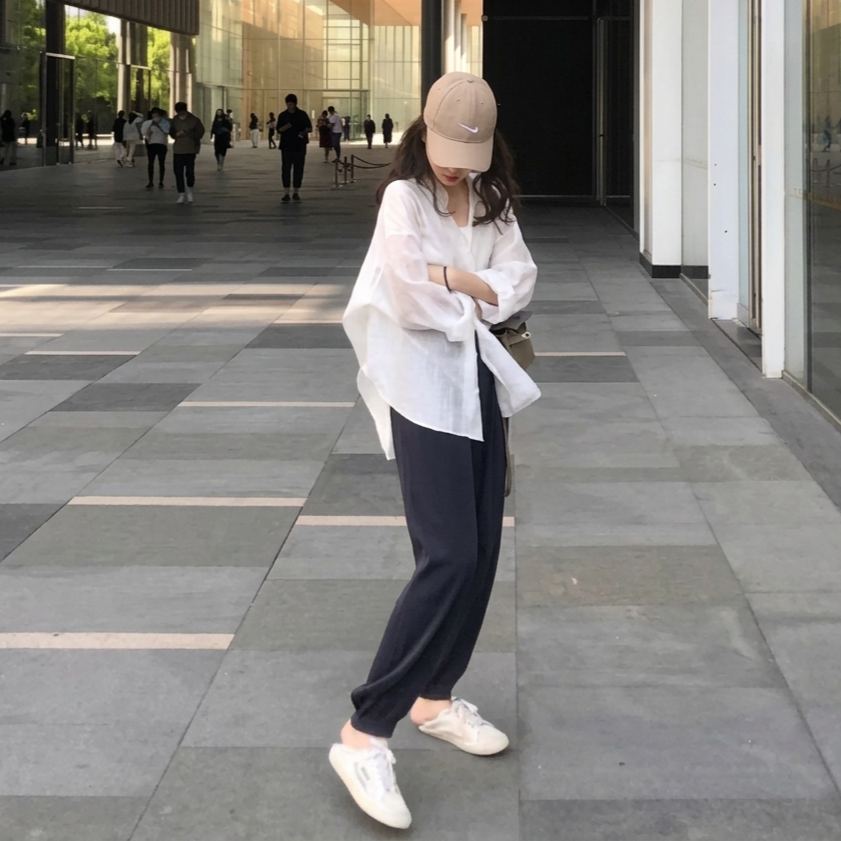 慵懶風設計感大碼寬鬆顯瘦薄款防曬衣襯衫