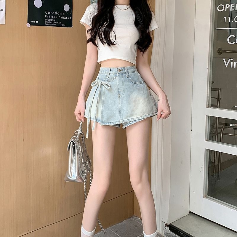 人氣好搭獨特設計感不規則高腰綁帶半身裙褲