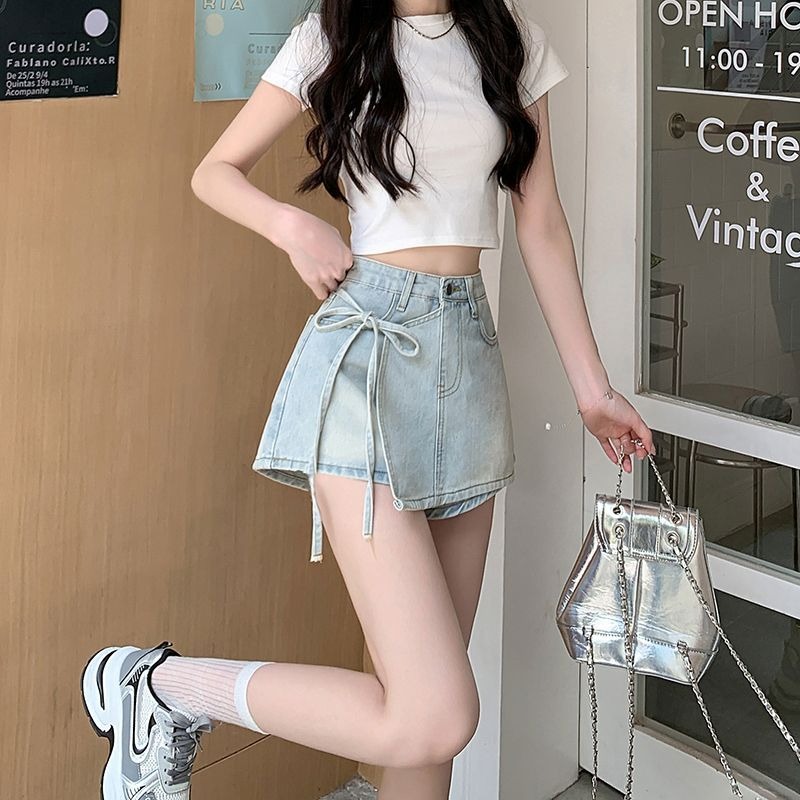 人氣好搭獨特設計感不規則高腰綁帶半身裙褲