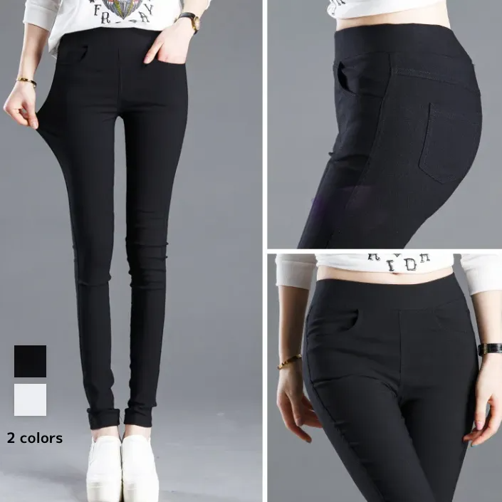 顯瘦小腳彈力前後口袋外穿打底鉛筆褲-Cicimode